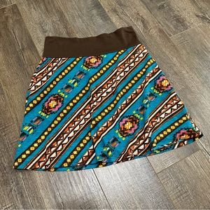 Wurl Size Medium High Waisted Swing Skirt 70s Style Stretch Casual Skater